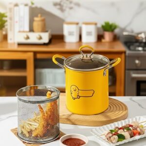 2L Multifunctional Heat-resistant Deep Fryer Strainer Basket with Anti-scalding Silicone Handle - KD093?-1